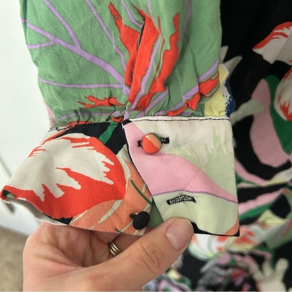 Karlie Multi Floral V-Neck Long Sleeve Tier Maxi Dress Size Large - Picture 6 of 9